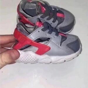 Kids Gray and Red Athletic Shoes